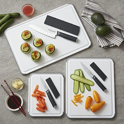 KitchenAid Classic Cutting Board with Perimeter Trench and Non Slip Edges, Dishwasher Safe, 11 inch x 14 inch, White and Gray 6