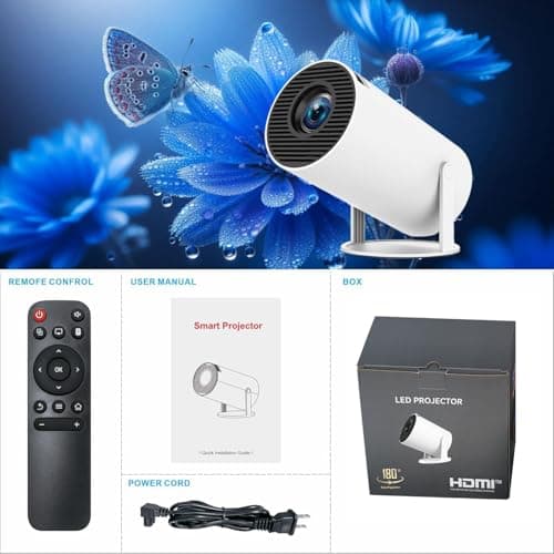 Mini Portable Projector 4K WiFi 6 BT 5.2 Upgraded Portable Projector Full HD Supported for Phone /PC /TV /HDMI /PS5 /Laptop Auto Keystone Home Theater 180° Rotation [Built-in App] White 8