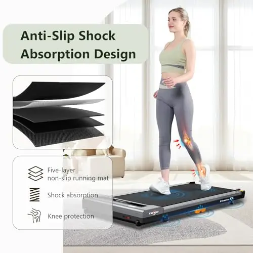 Walking Pad Treadmill, Under Desk Treadmill for Home and Office, Electric Portable Walking Pad with LED Display Remote Control, 2.5 HP 300 lbs Capacity (Gray-Classic) 6