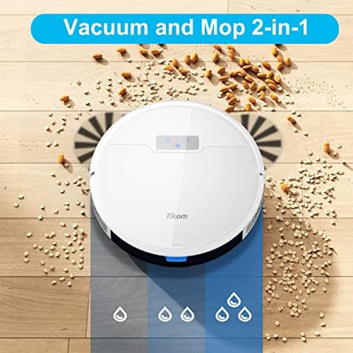 Tikom Robot Vacuum and Mop Combo 2 in 1, 4500Pa Strong Suction, G8000 Pro Robotic Vacuum Cleaner, 150mins Max, Wi-Fi, Self-Charging, Good for Carpet, Hard Floor 3