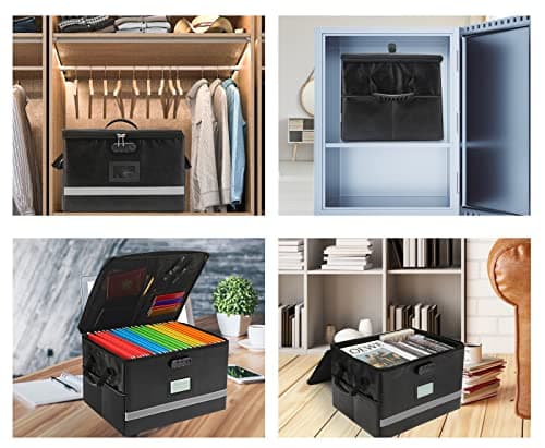 EXLIFBAG File Organizer, Fireproof File Box with Lids, Important Document Organizer Box with Lock, Portable File Folder Organizer with Handle 5