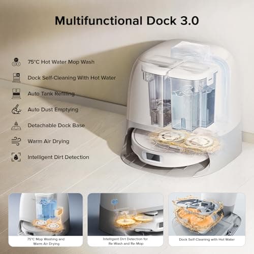 roborock Qrevo Curv S5X Robot Vacuum and Mop, 18500Pa Suction, Zero-Tangling Design, FlexiArm Side Brush, Reactive Tech Obstacle Avoidance, 10 Weeks Self-Emptying, Auto Washing for Hard Floor, Corner 6