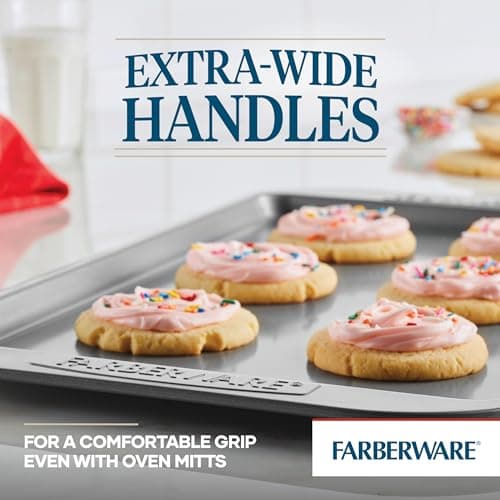 Farberware Nonstick Bakeware 3-Piece Cookie Pan Set, Gray 5