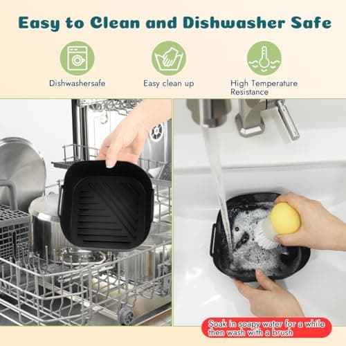 BYKITCHEN Small Silicone Air Fryer Liners for 1.5 to 3 QT Airfryer, 5.5in Mini Reusable Airfryer Silicone Liner, Compatible with CHEFMAN 2 Quart, Cosori 2.1QT, Dash 2.6Qt, Instant Vortex 2QT Air Fryer 6