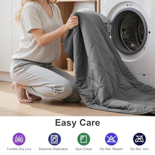 XVCAS Weighted Blanket for Adults - 15lbs 48"x72" Cooling Heavy Blanket for 120-160lbs with Premium Glass Beads - Soft Thick Big Blankets for All-Season Sleeping Comfort Breathable（Grey） 7