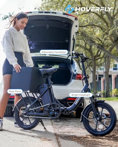 Hoverfly H3 16" Electric Bike, Max 28Miles Range(Pedal-Assist) & Speed 15.5 Mph Power by 500W Peak Motor, Folding E-Bike with Removable Battery, Front Suspension and Commuter Electric Bicycle Adults 5