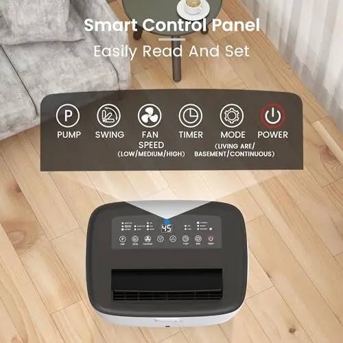 Yaufey 150 Pints Energy Star Dehumidifier with Pump for Home, Basement and Large Room up to 7000 Sq. Ft., With Drain Hose, Timer, Intelligent Humidity Control and Large Water Tank 6