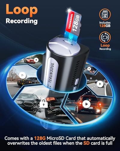 TERUNSOUl 4K Dash Cam Front and Rear, Full HD 3 Channel Dashcam, Free 128GB MicroSD Card, Built-in 5.8GHz WiFi Built-in GPS, Collision Sensor, Night Vision, HDR, 3.16" IPS, 24H Parking Mode（Black） 5