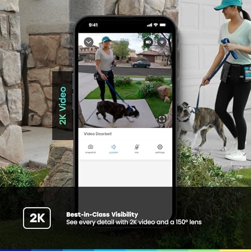 Chamberlain myQ Video Doorbell | 2K Camera, Battery/Wired, Color Night Vision, Live with 2-Way Talk, Motion Detection & Real-Time Alerts, 150 Deg Wide View, Black 5