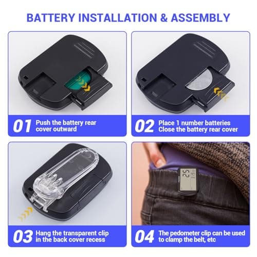 PULIVIA Pedometer for Walking 3D Step Counter with Clock, Accurate Portable Pedometer with Clip, Simple Walking Step Counter, Black 7