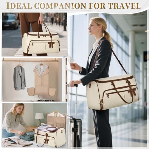 RAINSMORE Garment Bags for Travel Women Convertible Garment Duffle Bag for Hanging Clothes, Large Carry On Garment Bag with Shoe Bag & Wet Pocket, Foldable Dress Suit Business Travel Weekender Bags 5