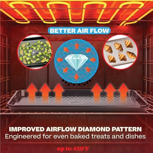 Baker's Secret Baking Sheet Pan Set, 3x Cookie Sheets for Oven, Diamond Texture Premium Air Flow Circulation, Set of 3 Baking Trays, Extra Thick 0.6mm with Diamond Base PFOA, PFOS, PTFE and PFAS free 4