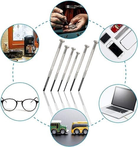 6Pcs Small Screwdriver Set, Mini Screwdriver Set, Eyeglass Repair Screwdriver with 6 Different Size Flathead and Philips Screwdrivers, Ideal for Watch, Jewelers Sold for Seven Years 6