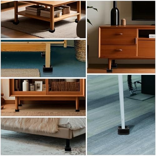 Kvoike 8 Pack Furniture Risers, Adjustable Bed Risers Heavy Duty Stackable Bed Raisers for Table Desk Couch Chair Sofa Cabinet Bed Legs Lift Height 1" (8, Black-2) 6