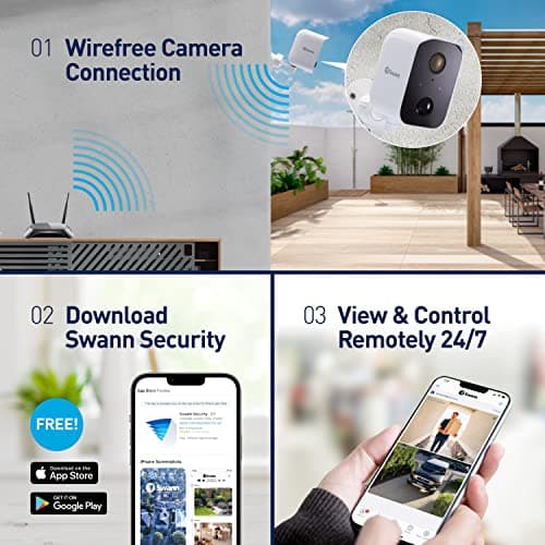 Swann CoreCam Wireless Security Camera, 1080P HD for Indoor/Outdoor Home, 2-Way Talk & Siren, Heat Motion Detection, Night Vision, IP65, 24/7, Local 32GB & Cloud Recording, 3 Pack 7