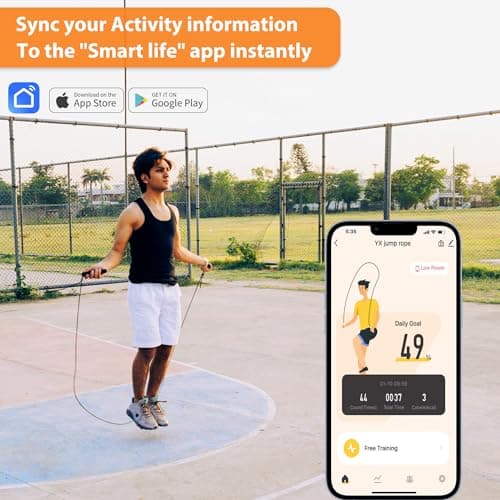 Jump Rope, Tangle free rapid speed jump ropes with counter for women,Skipping rope with app for fitness men, women's home exercise, workout, fitness gifts for adults, Kids 6