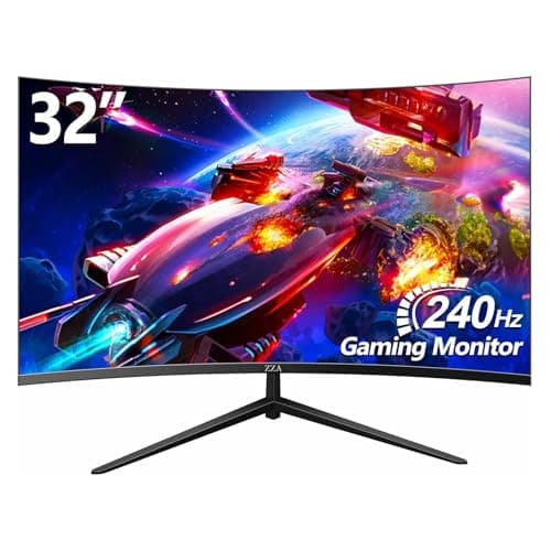 ZZA 32 Inch Curved Gaming Monitor 240hz,1K 1080P Computer PC Monitor with 1500R |1ms (GTG) | HDR 600|Curved|122% sRGB|DP/HDMI|VESA|FreeSync & G-Syn,Mount Business, Office, Casual Gaming Monitors