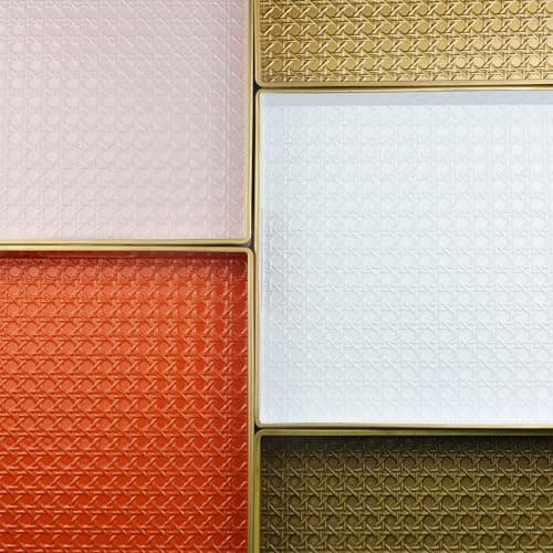 Leemxiiny White Decorative Coffee Table Tray, Rectangular Plastic Serving Tray with Handles for Living Room, Ottoman, Bathroom, 15.7"*10.2" 6