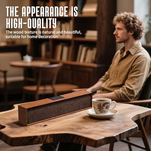 SWTOIPIG Retro Computer Speakers - Wooden Sound Bar with Bluetooth 5.3 & USB Connectivity | Universal Compatibility for PC, Desktop, Laptop, Monitor, Tablet & Smartphone 6
