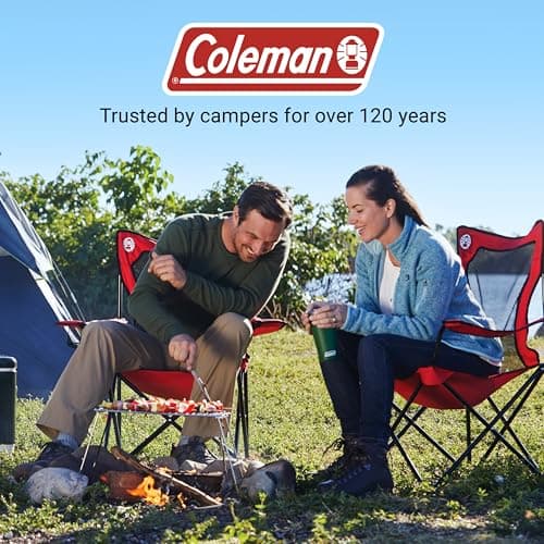 Coleman Broadband Mesh Quad Camping Chair with Carry Bag & Cup Holder, Cooling Mesh Back with Adjustable Arms, Great for Camping, Tailgating, Firepits, Patio, & More 8