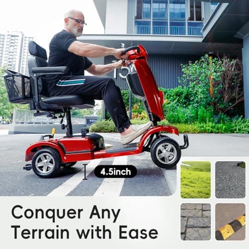 Ecomobi 16-32 Miles Long Range Heavy Duty Mobility Scooter for Adults & Seniors, 500/1000W & 400/500LBS Capacity Power Electric Wheelchair w/Off-Road Absorber,10/13" Tires, Windbreak Plate Design 8