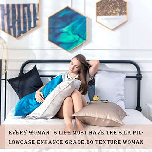 Silk Body Pillowcase Mulberry Silk Pillowcase Body Pillow Cases with Zipper Soft Breathable Smooth Cooling 20x54 inches Body Pillow Pillowcase for Sleep (Black,20"X 54",1Pcs) 6