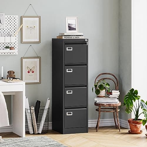 MIIKO 4 Drawer Filing Cabinets with Lock, Metal File Cabinet with 4 Drawers, Home Office File Folders Cabinet for Letter Legal A4 File Size 6