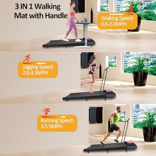 Walking with Incline Pad and Handle Bar, 3 in 1 Mini Walking Machine, 2.5HP Low Noise Treadmill for Home with Remote Control, Treadmill with Handle Bar, Running Pad with Remote Control 7