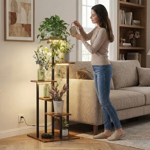 VonDream 5 Tier Plant Stand Indoor, Tiered Plant Stands for Indoor Plants Multiple, Corner Flower Stand for Living Room, Multi-Layer Vintage Design Plant Shelf 5