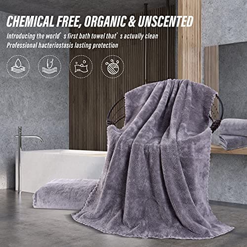 MOONQUEEN 2 Pack Premium Bath Towel Set - Quick Drying - Microfiber Coral Velvet Highly Absorbent Towels - Multipurpose Use as Bath Fitness, Bathroom, Shower, Sports, Yoga Towel (Grey) 6
