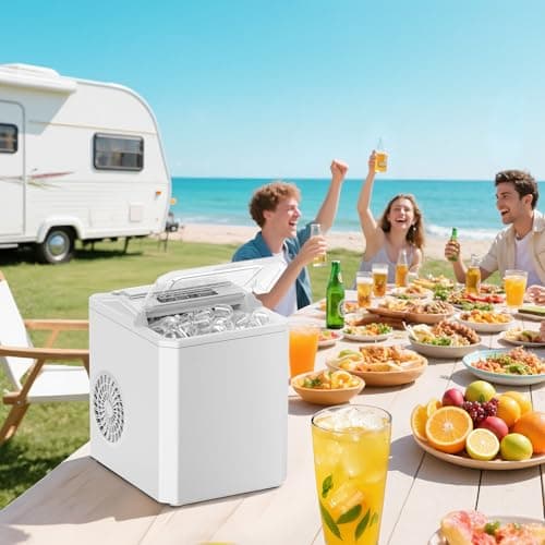 OLIXIS Ice Maker Machine, 26lbs in 24Hrs, 9 Ice Cubes in 6 Mins,Auto-Cleaning Portable Ice Maker with Basket and Scoop, Countertop Ice Maker for Home/Kitchen/Camping/RV, White 8