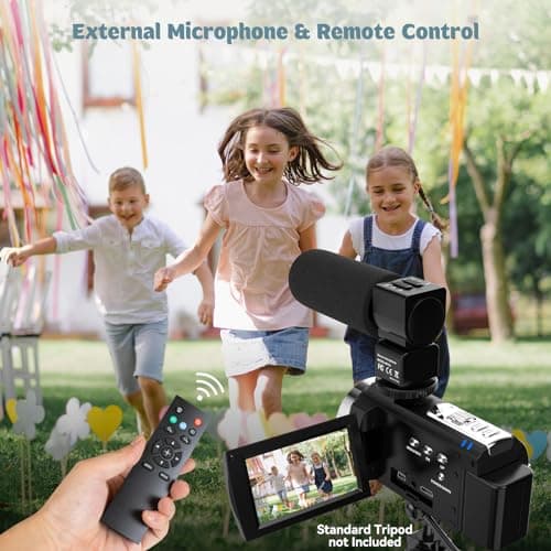 CUTELULY 4K Video Camera Camcorder 48MP UHD 60FPS WiFi IR Night Vision Vlogging Camera for YouTube 16X Digital Zoom Camera with External Microphone, Lens Hood, Stabilizer, Remote Control, 2 Batteries 7