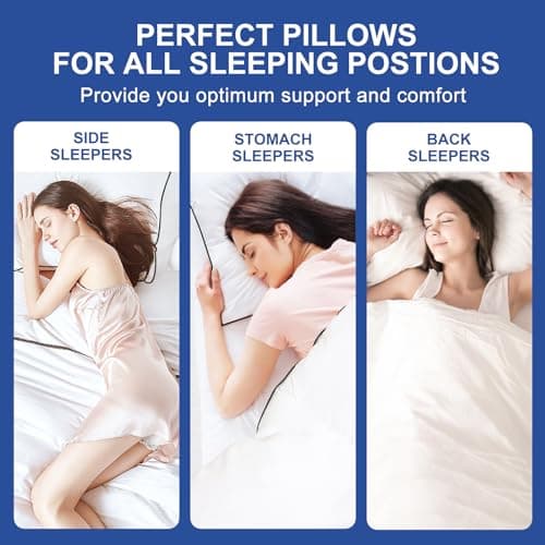 Premium Pillows Queen Size Set of 2, Fluffy and Supportive 7D Down Alternative Bed Pillows, Luxury Soft Hotel Quality Gusseted Pillow for Side Back Stomach Sleepers, Relief Neck Head and Shoulder Pain 6
