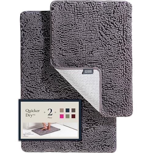 BELADOR Bathroom Rugs Sets 2 Piece- Plush Bath Mat Set Quick-Dry Soft Chenille Mat with Rubber Backing, Absorbent Rug Set, Washable Bath Rugs - Bath Mats 24x17 + 30x20