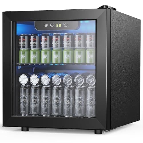 Joy Pebble Beverage Refrigerator Cooler 1.3 Cu.Ft, 12 Bottle 55 Can - Mini Fridge with Glass Door for Beer Drinks Wines,Freestanding beverage fridge with Adjustable Shelving
