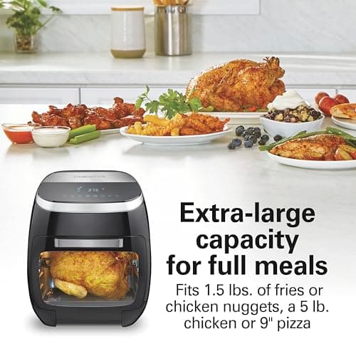 Hamilton Beach 11.6 QT Digital Air Fryer Oven with Rotisserie, 8 Pre-Set Functions including Dehydrator, Roaster & Toaster, 1700W, Black (35073) 6