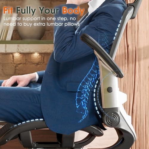 GABRYLLY Ergonomic Office Chair, High Back Home Desk Chair with Headrest, Flip-Up Arms, 90-120° Tilt Lock and Wide Cushion, Big and Tall Mesh Chairs for Man Woman, Black Task Chair 7