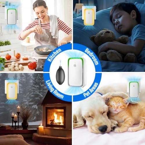 Air Purifier Plug In 3 Pack Kit - Ultra Silent Air Ionizer Purifier For Home, Portable Negative Air Ionizer with Touch Night Light & Silicone Air Blower for Room Office Kitchen Bathroom and Pet 6