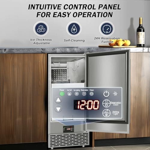 Commercial Under Counter Ice Maker Machine - 120 LBS/Day, Built in Installation, Auto-Clean,Reversible Door, Built 25LBS Ice Storage, Stainless Steel Ice Machine for Home & Business Outdoor Use 7
