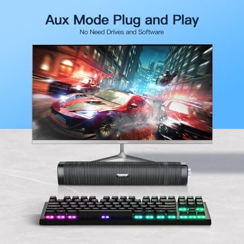 Uakinat USB Computer Speakers,Computer Speakers with 3.5 mm aux,Wired USB Powered & Colorful LED Lights with Switch Button,Surround Sound Portable SoundBar for Monitor Laptop Phone(Black) 7
