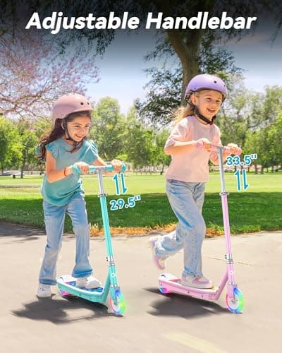 Gyroor KS2 Kids Electric Scooter for Ages 6–12, Safe 5 MPH Beginner E Scooter with Adjustable Handlebar, LED Lights, Rear Brake,Gyan 6