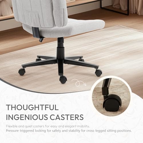 Vigosit Ergonomic Office Chair - Wide Seat Criss Cross Back Design, Adjustable Arms, 360° Swivel with Wheels, Grey 6