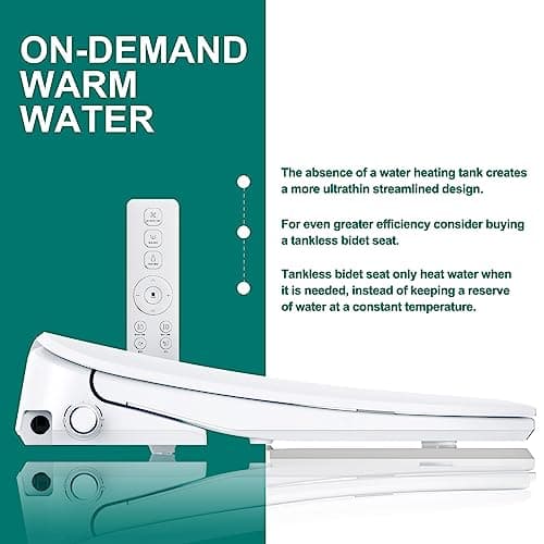 AQUATIZ Elongated Smart Toilet Bidet, Electric Toilet Seat with Self-Cleaning Nozzle, Adjustable Warm Water, Deodorizer, Air Dryer, LED Night light (Remote Control) 5