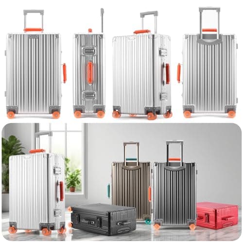 22x14x9 inch Zipperless Cabin Suitcase, 22 Inch 100% All Aluminum Shell Carry-on Suitcase, 56x36x22cm Aluminum Luggage Cabin, Aluminium Zipperless Carry On Luggage with Skate-Grade PU Wheels,TSA Locks 9