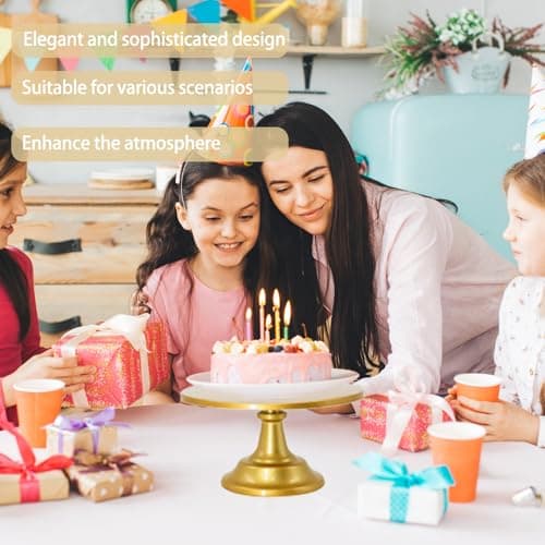 Vorriop 3 Set Gold Cake Stand，Display Plate Dessert Cupcake Pastry Candy for Party，Elegant Round Cylinder Columns tables for Weddings Cake Stands，Birthday Party 5