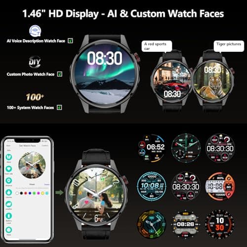 Smart Watch, GPS & Free Maps, AI, Bluetooth Call & Text, Health, Sleep & Fitness Tracker, 100+ Sport Modes, Waterproof, Long Battery Life, Waterproof, Compass, Barometer, 2 Bands Smartwatch for Men 7
