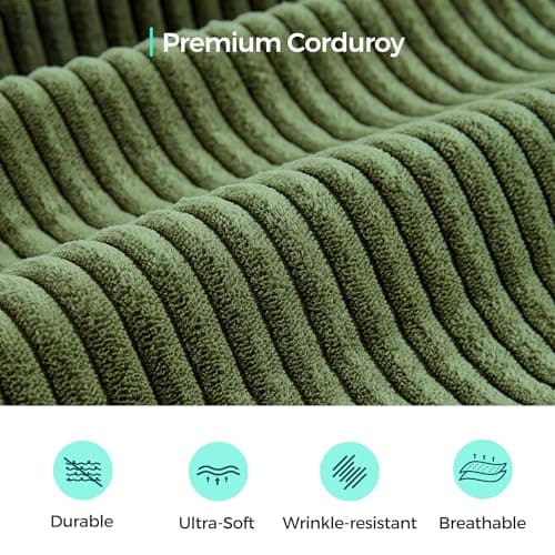 LINSY HOME Modular Sectional Sofa, 105" Boneless Couch U Shaped 3-Seat Sofa with 2 Ottomans, Corduroy Sectional Cloud Couches for Living Room, No Assembly Required, Green 5