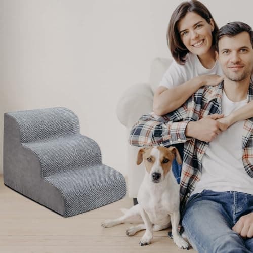 Chic Threads Dog Stairs for Small Dogs, 3-Step Dog Stairs for High Beds and Couch, Pet Steps for Small Dogs and Cats，Non-Slip Stable Indoor Dog Steps 6