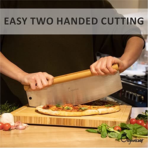 Organicook Pizza Slicer Rocker Cutter - 14" Pizza Knife Herb Cutter - Sharp Strong Blade. Best Alternative to Kitchen knife, Pizza Wheel, Pizza Scissors 7