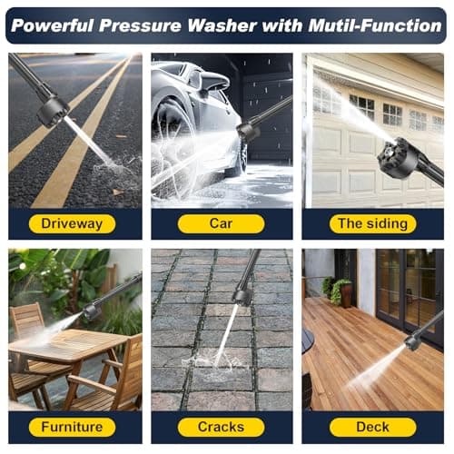 Cordless Pressure Washer,1250 PSI Cordless Power Washer with 2pcs 4.0Ah Battery&Charger & 6-in-1 Nozzle,Portable Power Washer Cordless for Home (Highsam01) 5